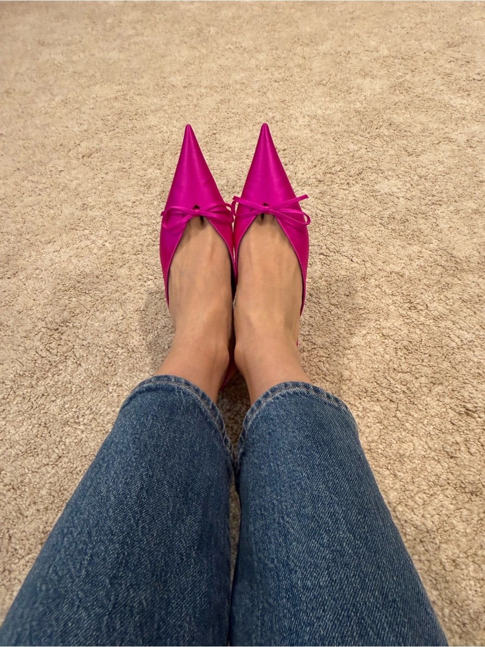 Balenciaga Fuchsia Pointed-Toe Satin Mules 
with Bow IT 37 - Picture 4 of 15